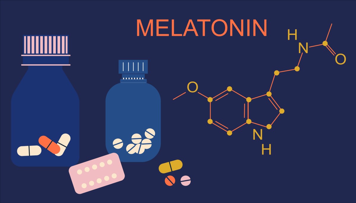 Melatoninas - cheminė formulė, schema